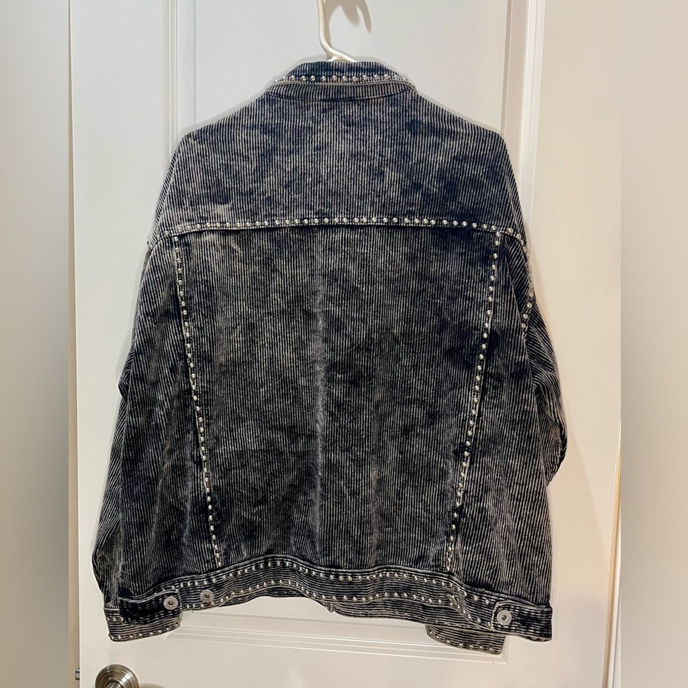 Stella Dallas Oversized Black Corduroy Western Jacket w/ Silver Studs Size L - Picture 7 of 7